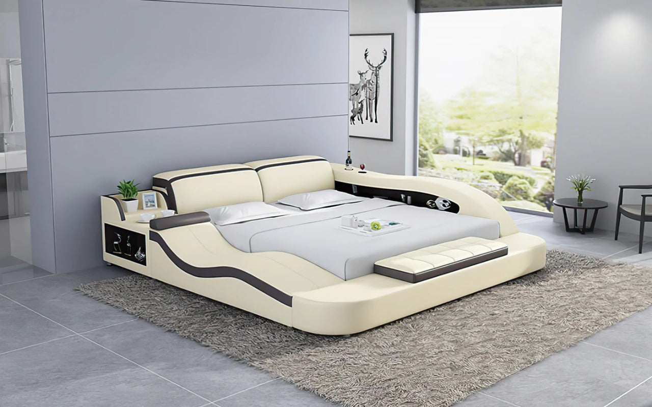 Queen Size: Leatherette Queen Size Smart Bed