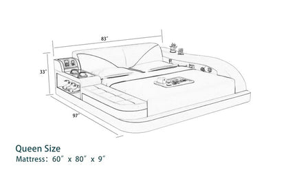 Queen Size Leatherette Bed With Storage