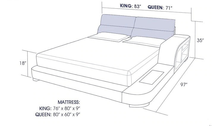 Queen Size Leatherette Bed With Storage