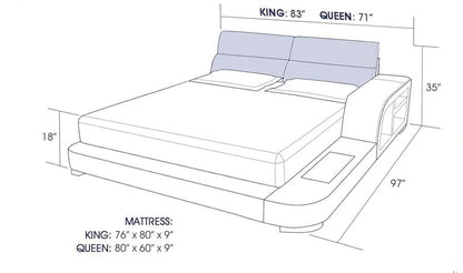 Queen Size Leatherette Bed With Storage