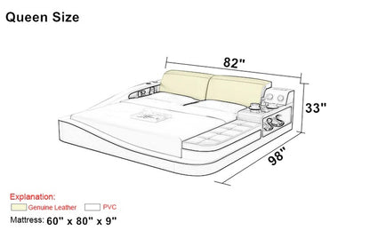 Queen Size Leatherette Bed With Storage