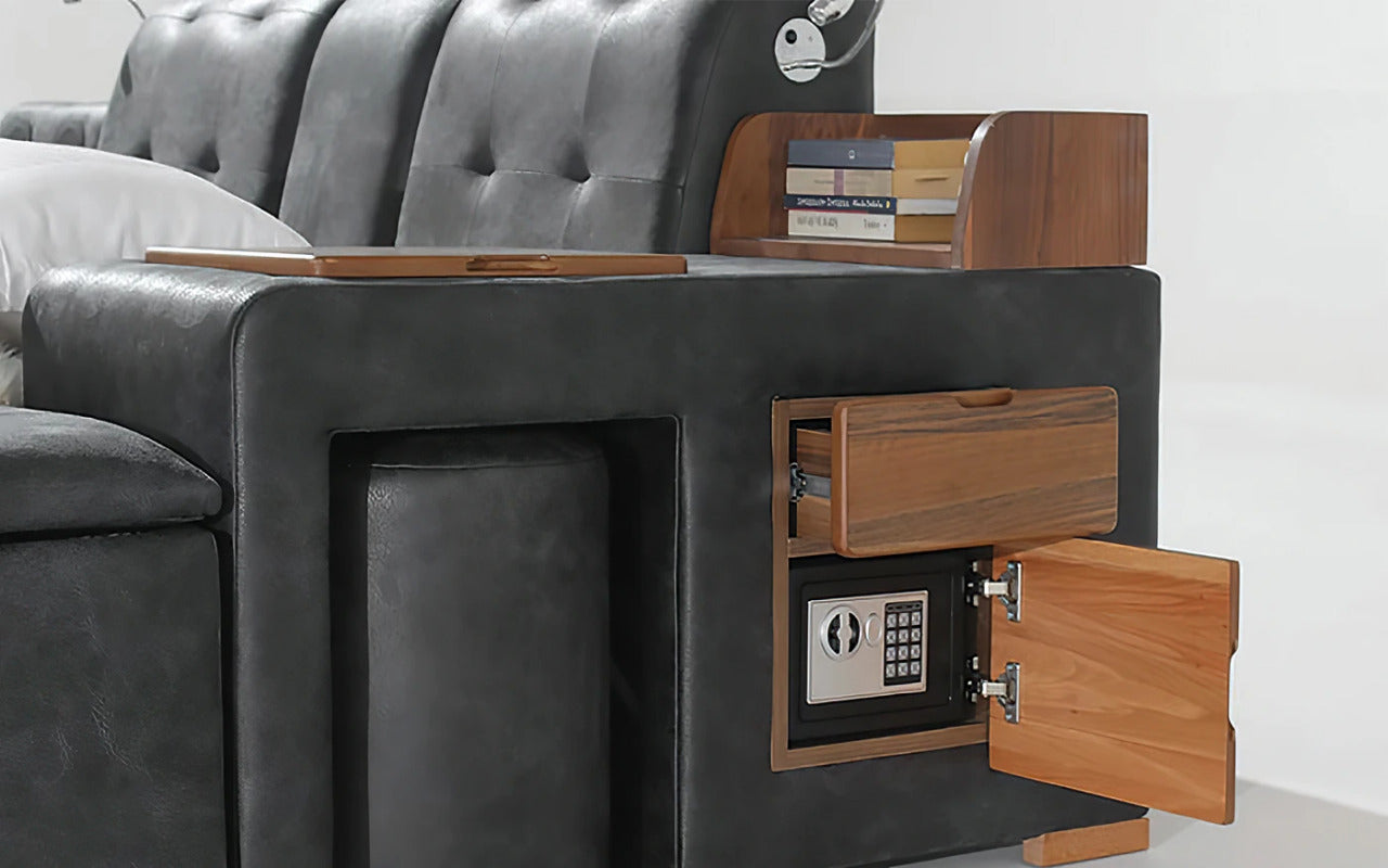 Queen Size:  Queen Size Bed With Massage Lounge Chaise