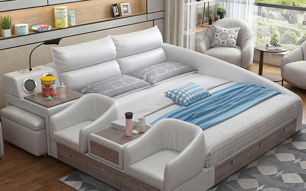 Queen Size: White Queen Size Smart Bed