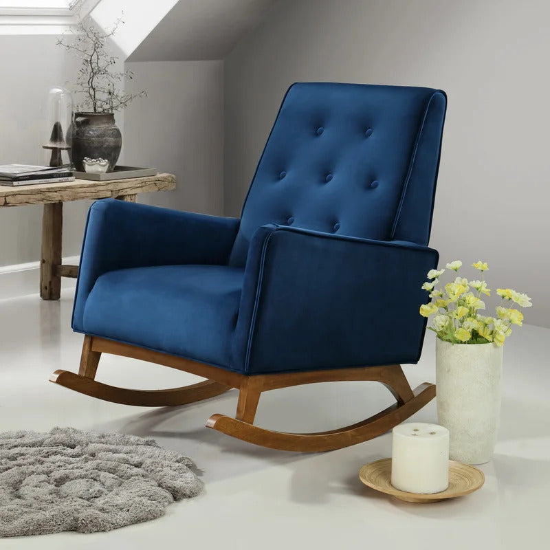 Rocking Chair: Button-Tufted Velvet Rocking Chair