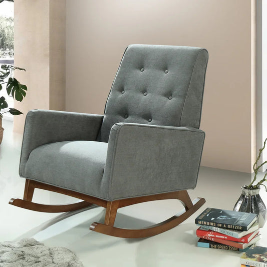 Rocking Chair: Button-Tufted Velvet Rocking Chair