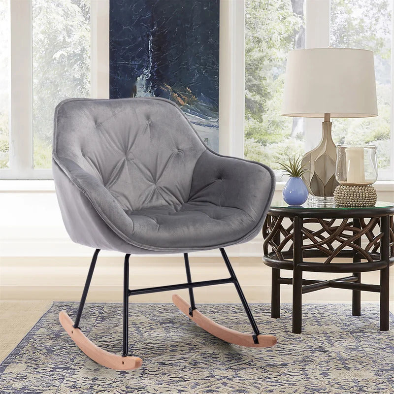 Rocking Chair: Modern Velvet Rocking Chair