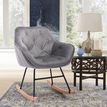 Rocking Chair: Modern Velvet Rocking Chair