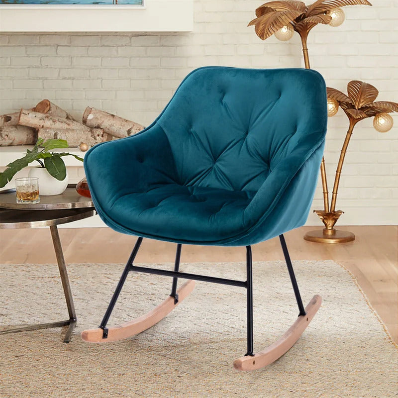 Rocking Chair: Modern Velvet Rocking Chair