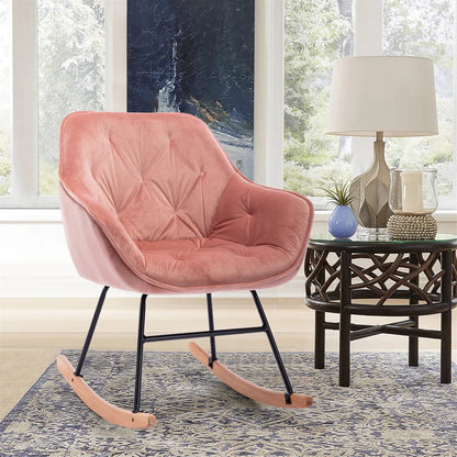 Rocking Chair: Modern Velvet Rocking Chair