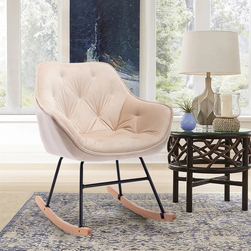 Rocking Chair: Modern Velvet Rocking Chair