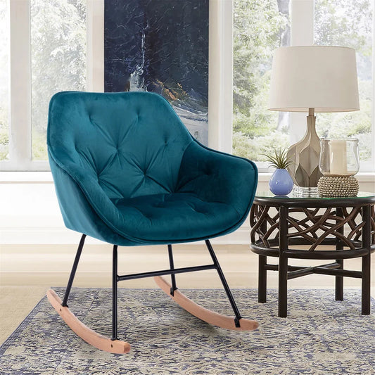 Rocking Chair: Modern Velvet Rocking Chair