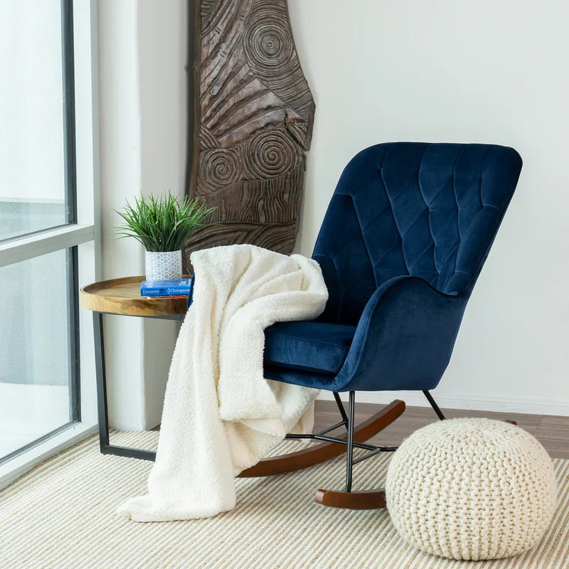 Rocking Chair: Tufted Velvet Rocking Chair