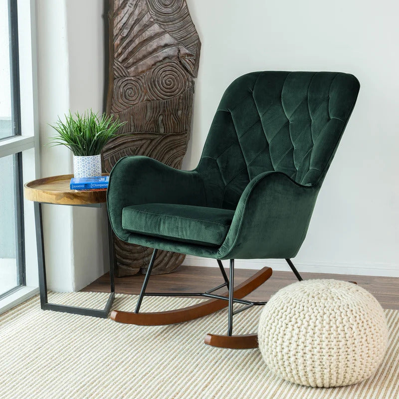 Rocking Chair: Tufted Velvet Rocking Chair