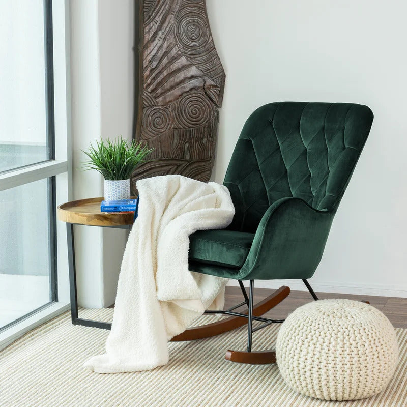 Rocking Chair: Tufted Velvet Rocking Chair