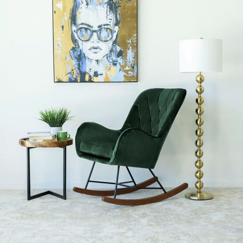 Rocking Chair: Tufted Velvet Rocking Chair