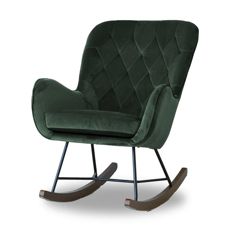 Rocking Chair: Tufted Velvet Rocking Chair