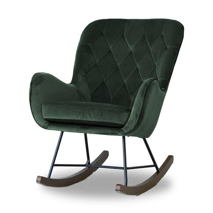 Rocking Chair: Tufted Velvet Rocking Chair