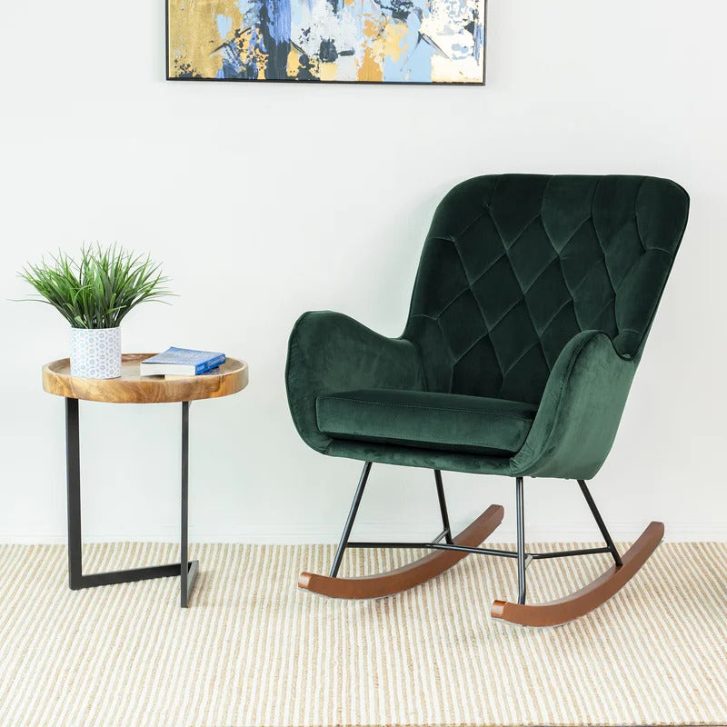 Rocking Chair: Tufted Velvet Rocking Chair