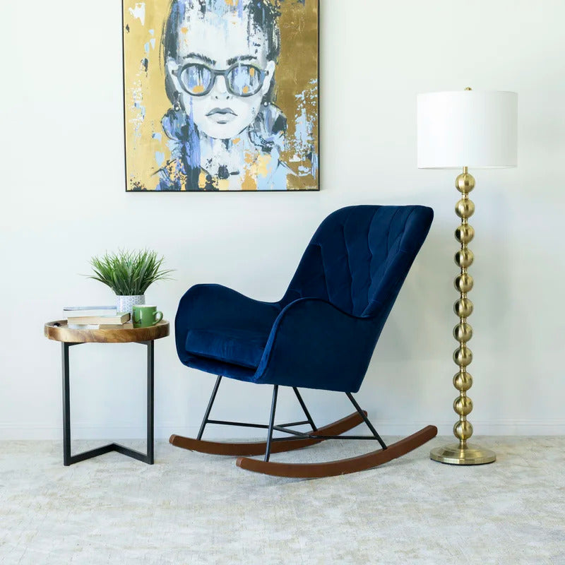 Rocking Chair: Tufted Velvet Rocking Chair