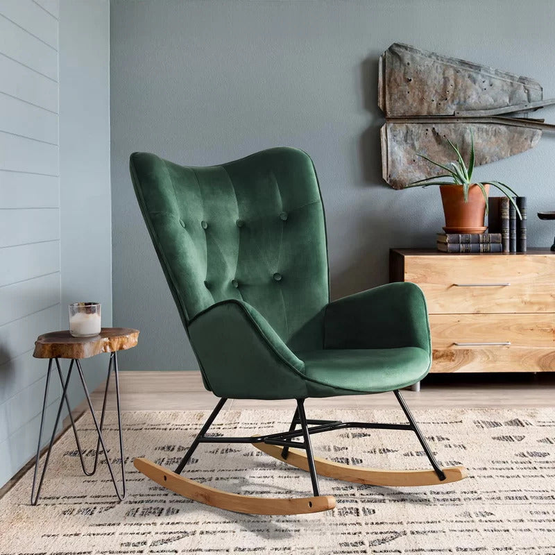 Rocking Chair: Velvet Fabric Rocking Chair