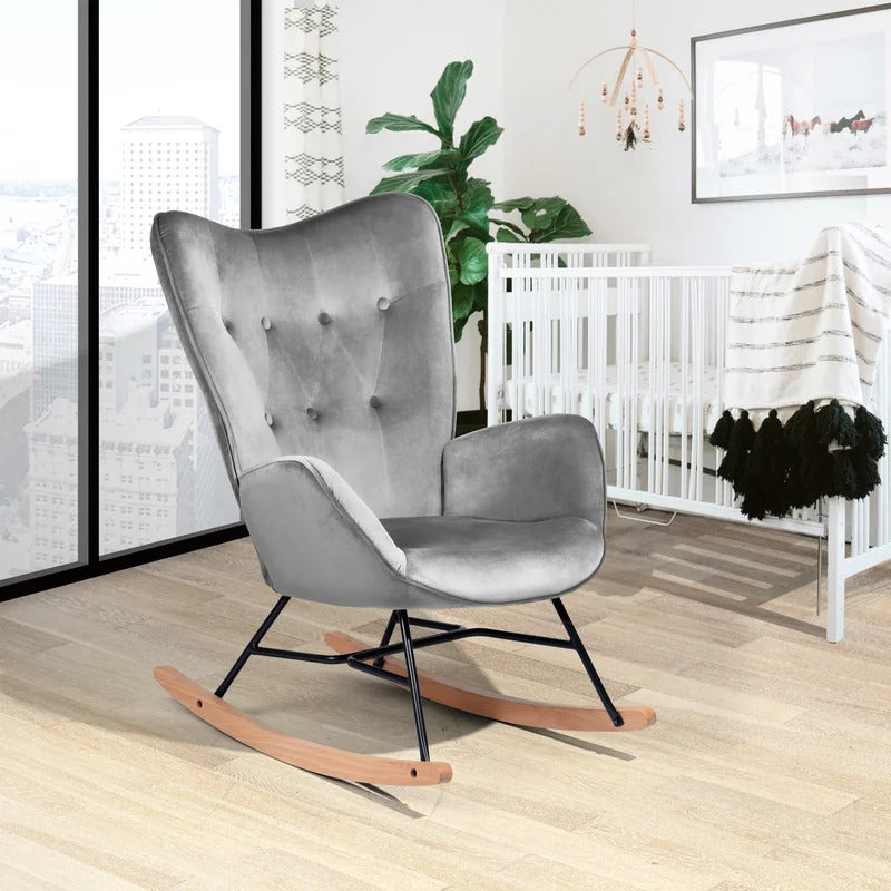 Rocking Chair: Velvet Fabric Rocking Chair