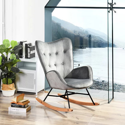 Rocking Chair: Velvet Fabric Rocking Chair