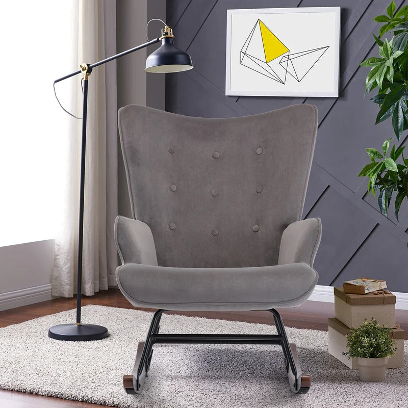 Rocking Chair: Velvet Fabric Rocking Chair