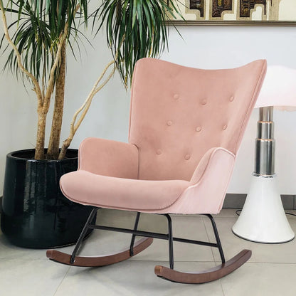 Rocking Chair: Velvet Fabric Rocking Chair
