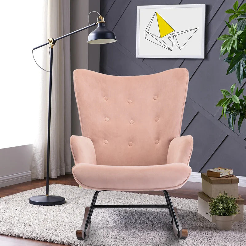Rocking Chair: Velvet Fabric Rocking Chair