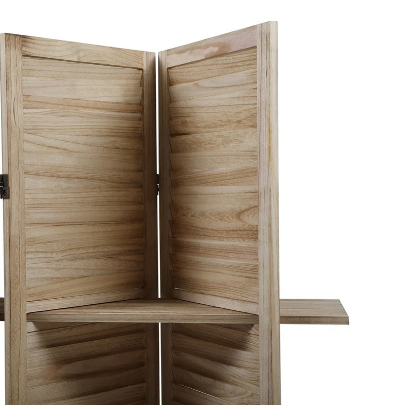 Room Divider: 63.6'' W x 67'' H 4 - Panel Solid Wood Folding Room Divider