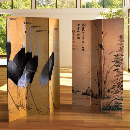 Room Dividers: 48'' W x 72'' H 3 - Panel Solid Wood Folding Room Divider