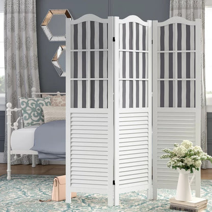 Room Dividers: 50'' W x 70'' H 3 - Panel Wood Folding Room Divider