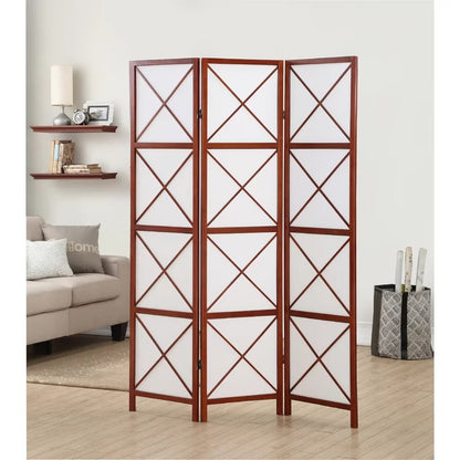 Room Dividers: 51'' W x 70.25'' H 3 - Panel Solid Wood Folding Room Divider