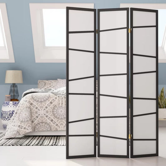 Room Dividers 51'' W x 71'' H 3 - Panel Solid Wood Folding Room Divider
