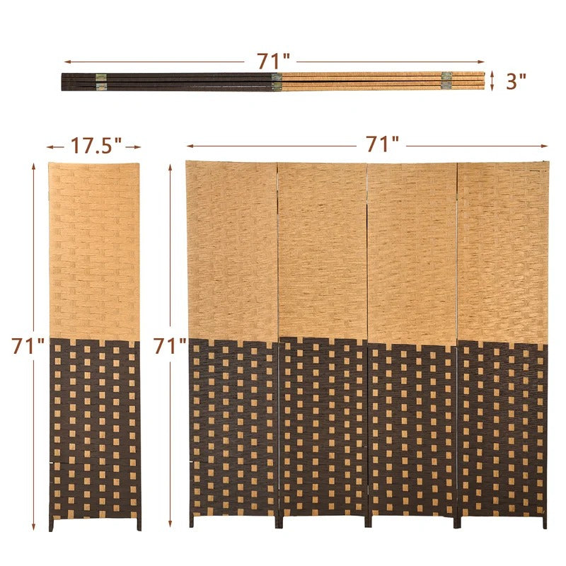 Room Dividers: 71'' W x 71'' H 4 - Panel Solid Wood Folding Room Divider