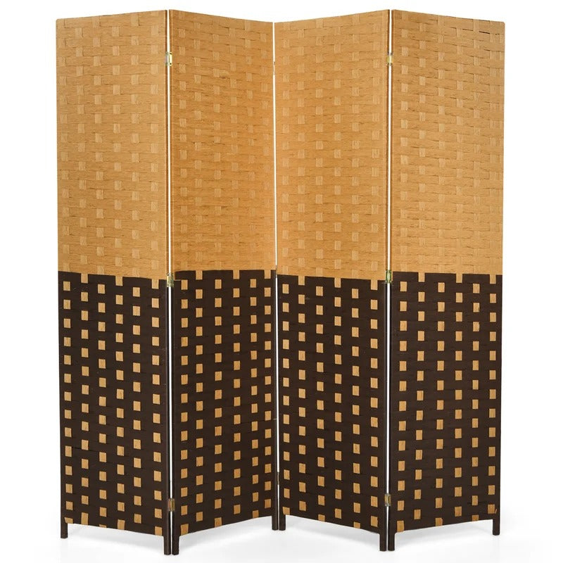 Room Dividers: 71'' W x 71'' H 4 - Panel Solid Wood Folding Room Divider