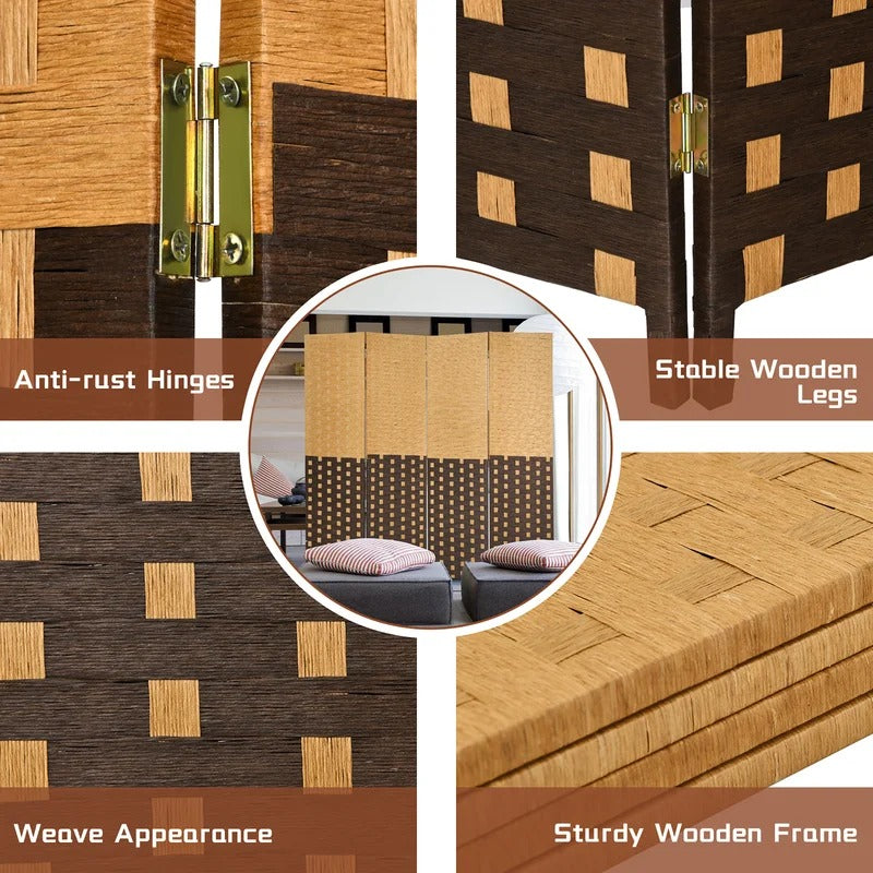 Room Dividers: 71'' W x 71'' H 4 - Panel Solid Wood Folding Room Divider