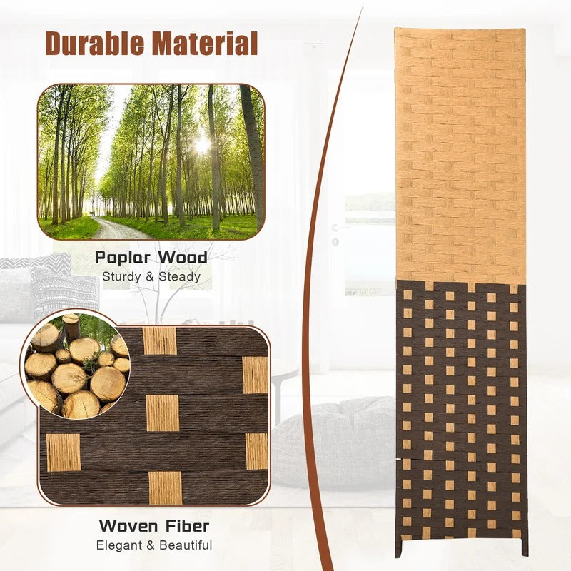 Room Dividers: 71'' W x 71'' H 4 - Panel Solid Wood Folding Room Divider