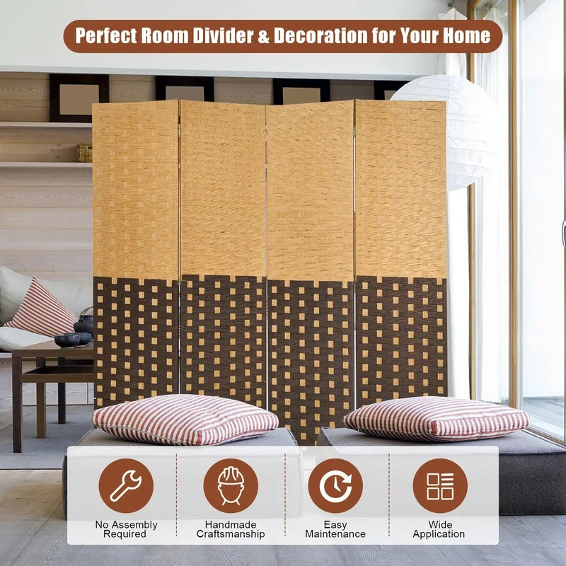 Room Dividers: 71'' W x 71'' H 4 - Panel Solid Wood Folding Room Divider