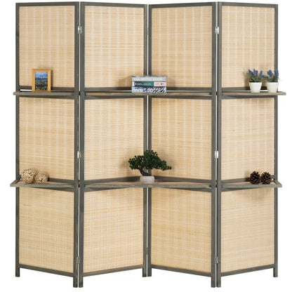 Room Dividers 78.75'' W x 71'' H 4 - Panel BambooRattan Folding Room Divider
