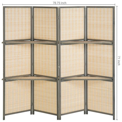 Room Dividers 78.75'' W x 71'' H 4 - Panel BambooRattan Folding Room Divider