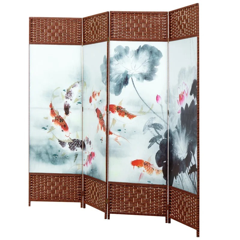 Room Dividers 78.75'' W x 71'' H 4 - Panel Solid Wood Folding Room Divider