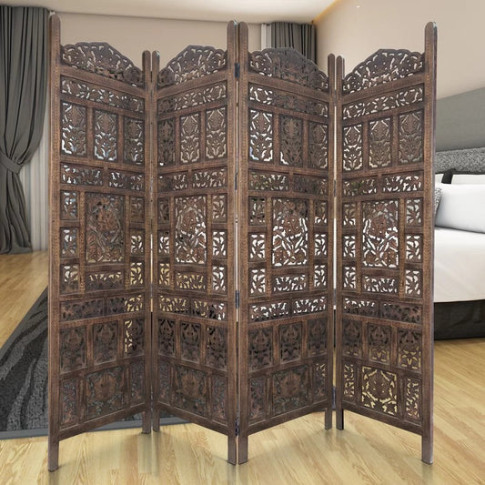 Room Dividers 80'' W x 72'' H 4 - Panel Wood Folding Room Divider