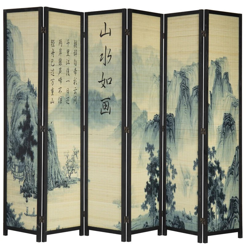 Room Dividers 94.5'' W x 69'' H 6 - Panel Solid Wood Folding Room Divider
