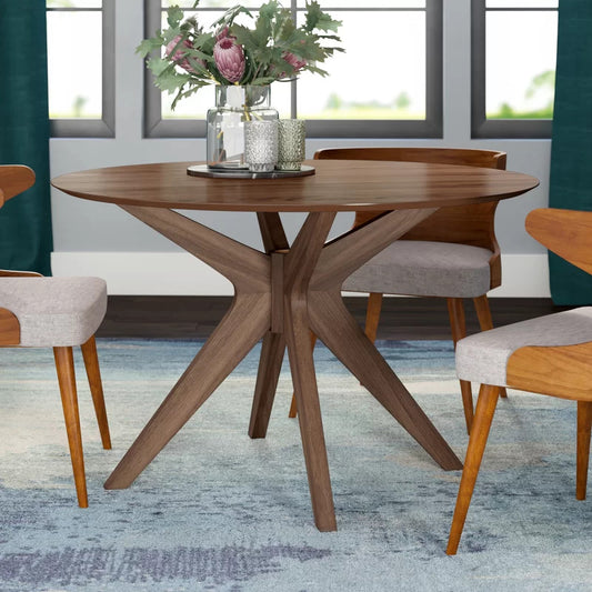Round Dining Table: 47'' Solid Wood Pedestal Dining Table