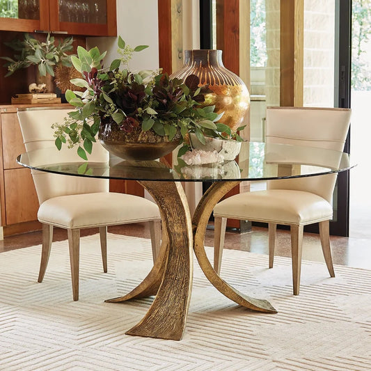Round Dining Table: Iron Pedestal Dining Table
