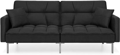 SOFA CUM BED Convertible Linen Fabric  Futon Sofa Furniture for Living Room-