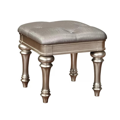 Seating Stool: 18'' Tall Vanity Stool Platinum Finish