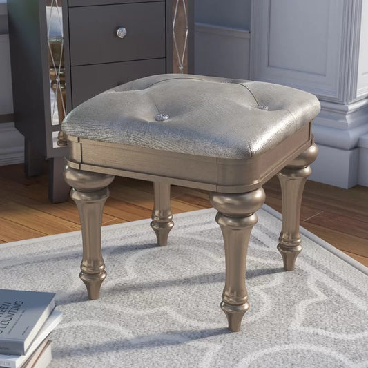 Seating Stool: 18'' Tall Vanity Stool Platinum Finish