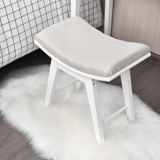Seating Stool: Solid Wood Vanity Stool